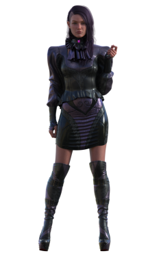 Deri elbiseli modern bayan karakter.