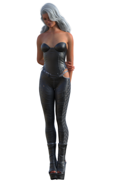 Deri korseli modern bayan.