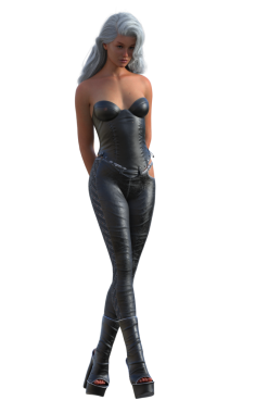 Deri korseli modern bayan.