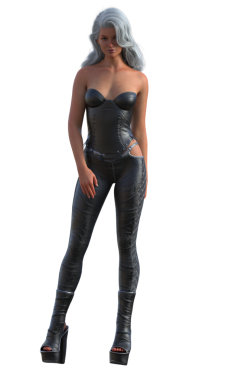 Deri korseli modern bayan.