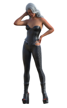 Deri korseli modern bayan.