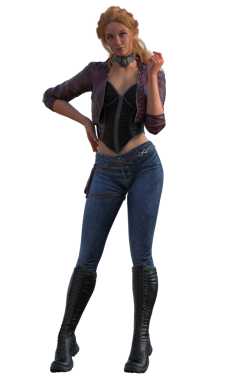 Modern deri kemerli kot giyen kadın.