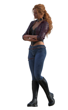 Modern deri kemerli kot giyen kadın.