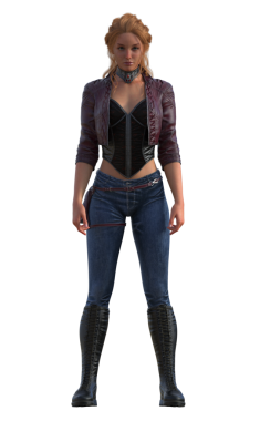 Modern deri kemerli kot giyen kadın.