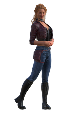 Modern deri kemerli kot giyen kadın.