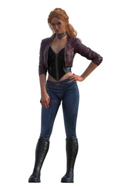 Modern deri kemerli kot giyen kadın.