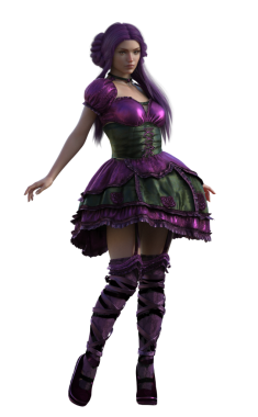 Mor elbiseli gotik lolita