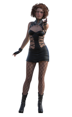 deri elbiseli kadın