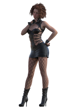 deri elbiseli kadın