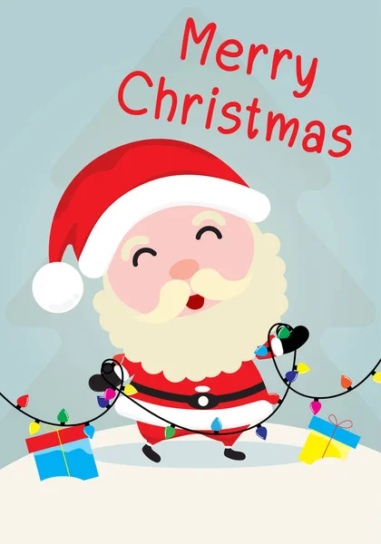 Vector Illustration Character Santa Claus Merry Christmas Greeting Banner Santa — Stock Vector