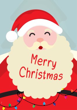Noel Baba çizgi film karakteri, düz stil şirin Noel Baba, noel kartı ve afiş vektör illüstrasyonu.
