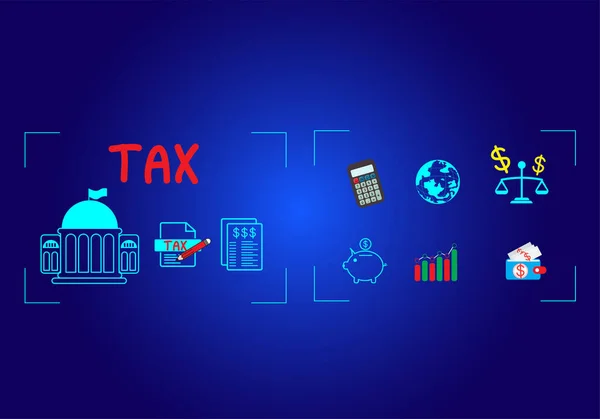 Begrip Belastingen Betaald Door Particulieren Bedrijven Zoals Btw Inkomstenbelasting Onroerendgoedbelasting — Stockvector
