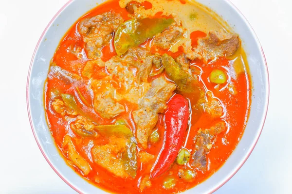 Lokaal Thais Eten Panaeng Curry Beef Gemaakt Van Kokosmelk Gemalen — Stockfoto