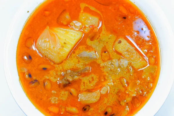 Helyi Thai Étel Massaman Curry Csirkével Kókusztejből Zúzott Fokhagymás Paprika — Stock Fotó