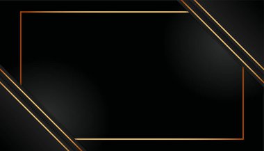 Parlayan altın çizgili elementlerle modern lüks soyut arka plan. Siyah arkaplanda güzel geometrik şekiller. tasarım için vektör