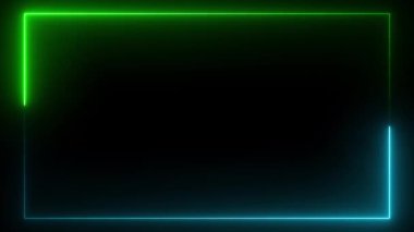 Abstract animated light Neon effect rectangle frame Loop background for presentation
