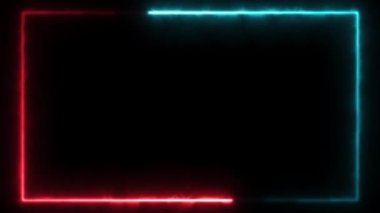 Abstract animated light Neon effect rectangle frame Loop background for presentation