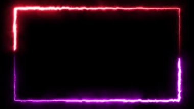 Sunum için soyut canlandırılmış ışık Neon etkisi dikdörtgen çerçeve döngüsü arkaplanı