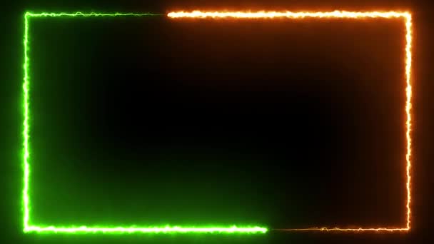 Abstraktes Animiertes Licht Neon Effekt Rechteck Rahmen Schleifenhintergrund Zur Präsentation — Stockvideo