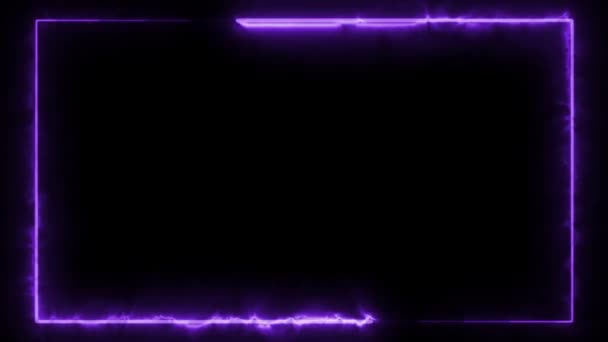 Abstract Animated Light Neon Effect Rectangle Frame Loop Background Presentation — Stockvideo