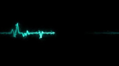 Neon etkisi kalp atışı çizgisi siyah arkaplan üzerinde kusursuz döngü videosu. 