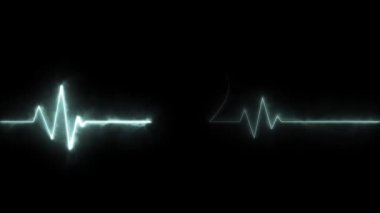 Neon effect heartbeat line seamless looping video on black background. 