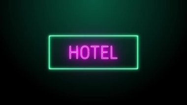 Hotel Neon Pink Fluorescent Text Animation green frame on black background