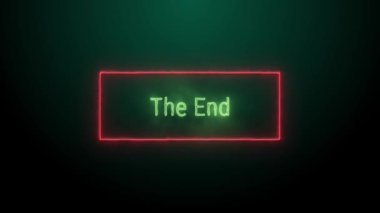 The End neon green fluorescent text animation red frame on black background