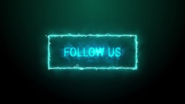 Follow Neon Blue Fluorescent Text Animation Blue Electric Frame Black — Stock Video