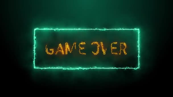 Game Neon Orange Fluorescent Text Animation Green Electric Frame Black — Stock Video