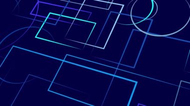 animated abstract pattern with geometric elements in blue tones gradient background