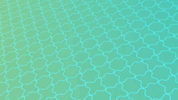 Animated Abstract Pattern Geometric Elements Blue Green Tones Gradient Background — Stock Video