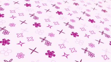Animated abstract pattern with geometric elements in the form of flowers. pink gradient background