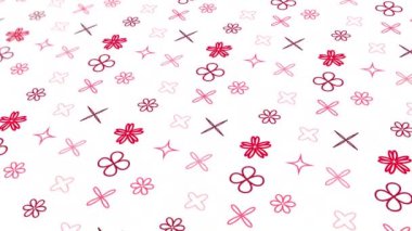 Animated abstract pattern with geometric elements in the form of flowers. red gradient background