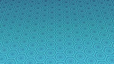 animated abstract pattern with geometric elements in blue tones gradient background