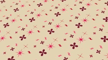 Animated abstract pattern with geometric elements in the form of flowers. red gradient background