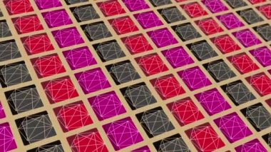  çok renkli arkaplan tonlarında geometrik elementlerle canlandırılmış soyut desen