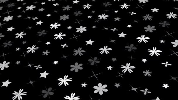 Animated Abstract Pattern Geometric Elements Form Flowers Gray Black Gradient — Stock Video