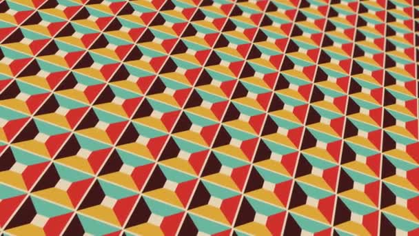 Çok Renkli Arkaplan Tonlarında Geometrik Elementlerle Canlandırılmış Soyut Desen — Stok video