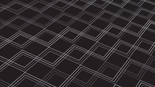 Siyah Gri Tonlarda Geometrik Elementlere Sahip Hareketli Soyut Desen Gradyan — Stok video