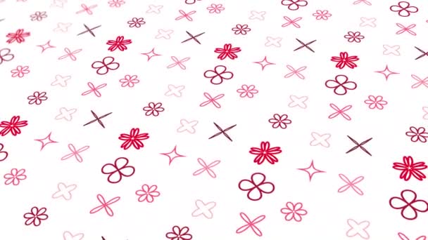 Animated Abstract Pattern Geometric Elements Form Flowers Red Gradient Background — Video Stock