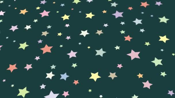 Animated Abstract Pattern Star Geometric Elements Multicolored Green Gradient Background — Stock Video