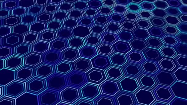 Animated Abstract Pattern Geometric Elements Blue Tones Gradient Background — Stock Video