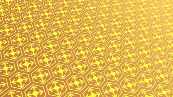 Animated Abstract Pattern Geometric Elements Golden Yellow Tones Gradient Background — Vídeo de Stock