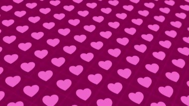 Animated abstract pattern with heart shaped geometric elements. pink gradient background
