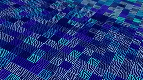 Geanimeerd Abstract Patroon Met Geometrische Elementen Blauwe Tinten Gradiënt Achtergrond — Stockvideo