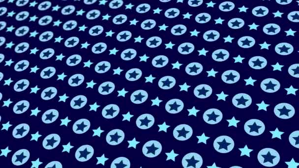 星の幾何学的要素を持つアニメーション抽象パターン 青いグラデーションの背景 — ストック動画