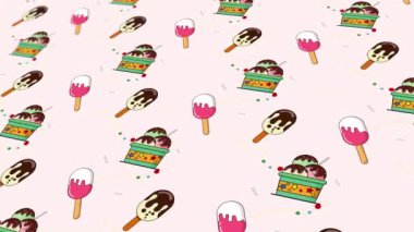 Animated abstract pattern with geometric elements as chocolate ice cream. cream gradient background