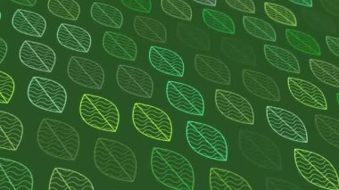 An abstract pattern animated with geometric elements in the form of leaves. green gradient background