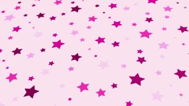 Yıldız geometrik elementleri ile soyut desenli animasyon. pembe gradyan arkaplan
